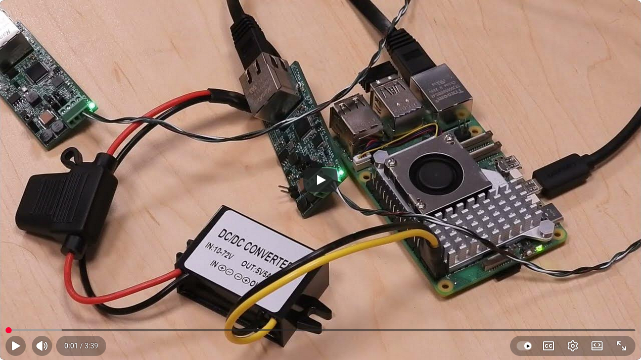 Youtube video demonstrating ManT1S-Bridge to ManT1S-Bridge to provide power and networking to a Raspberry Pi using a single pair of wire