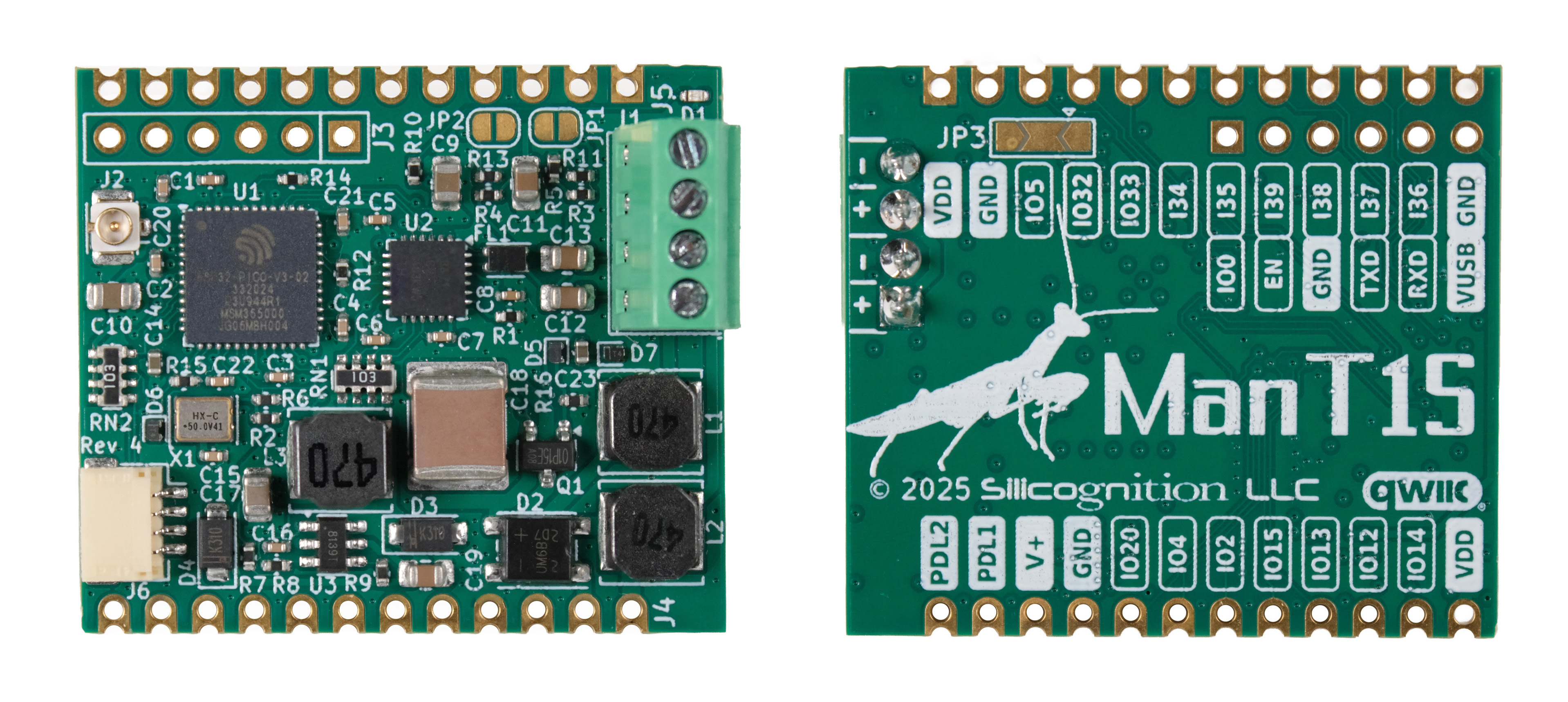 ManT1S board, front and back